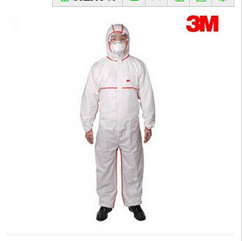 3M醫(yī)用防護服 3M4565白色帶帽紅色膠條連體防護服