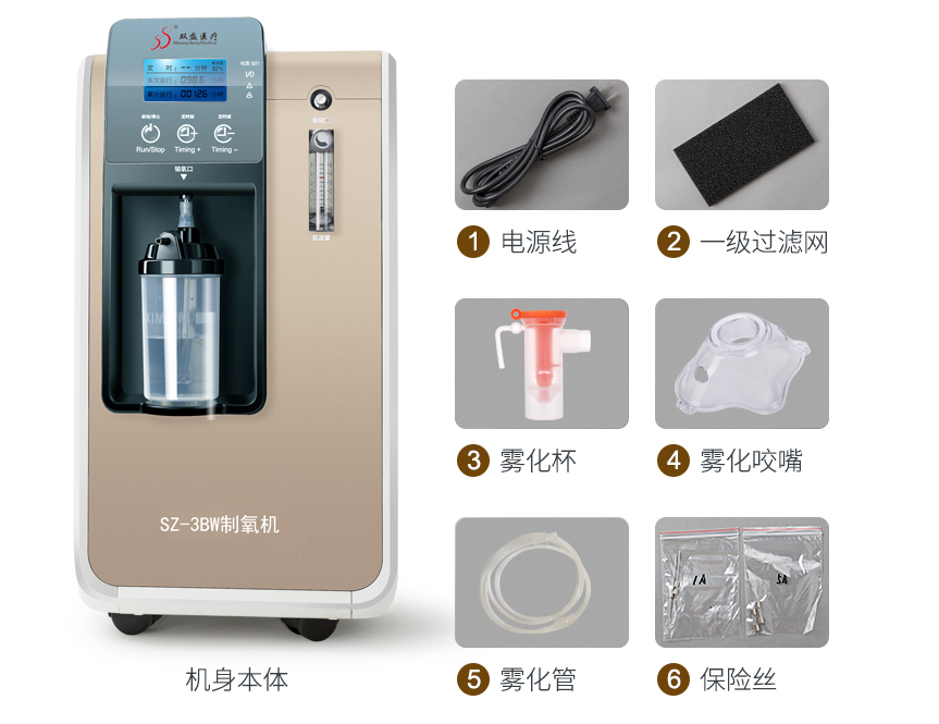 雙盛3L醫(yī)用級制氧機家用老人肺氣腫5升吸氧機家庭式氧氣機帶霧化